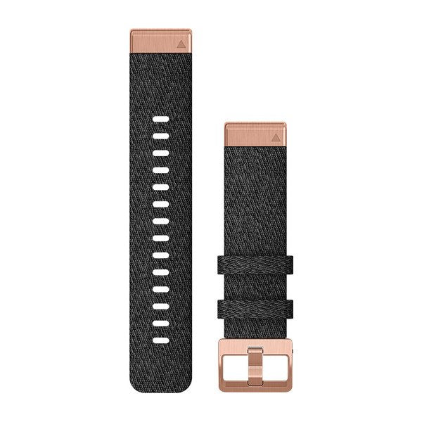 Garmin QuickFit 20mm Strap with Heathered Black Nylon and Rose Gold Hardware 010-12874-00