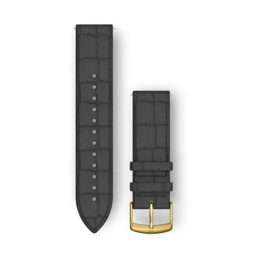 Garmin Quick Release Black Embossed Italian Leather with 24K Gold PVD Hardware 010-12691-0C