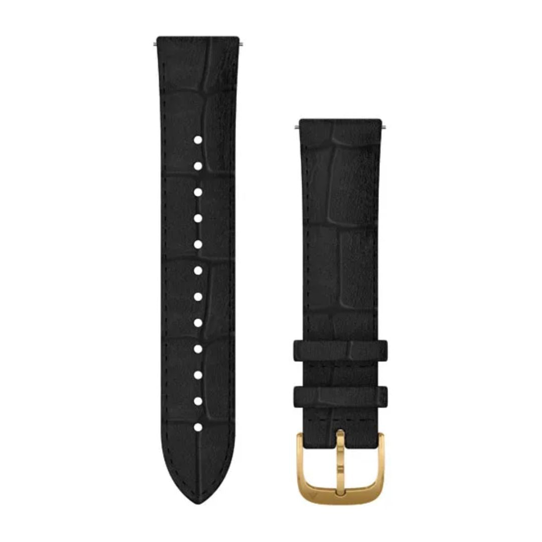 Garmin Quick Release Black Embossed Italian Leather with 24K Gold PVD Hardware, 010-12924-22
