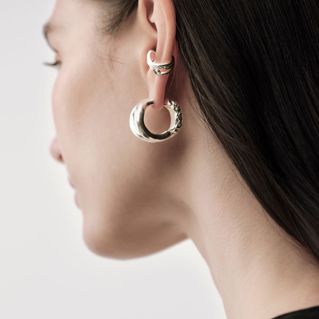 Kalevala Männyt Hoop Earrings, Silver, 261001101T