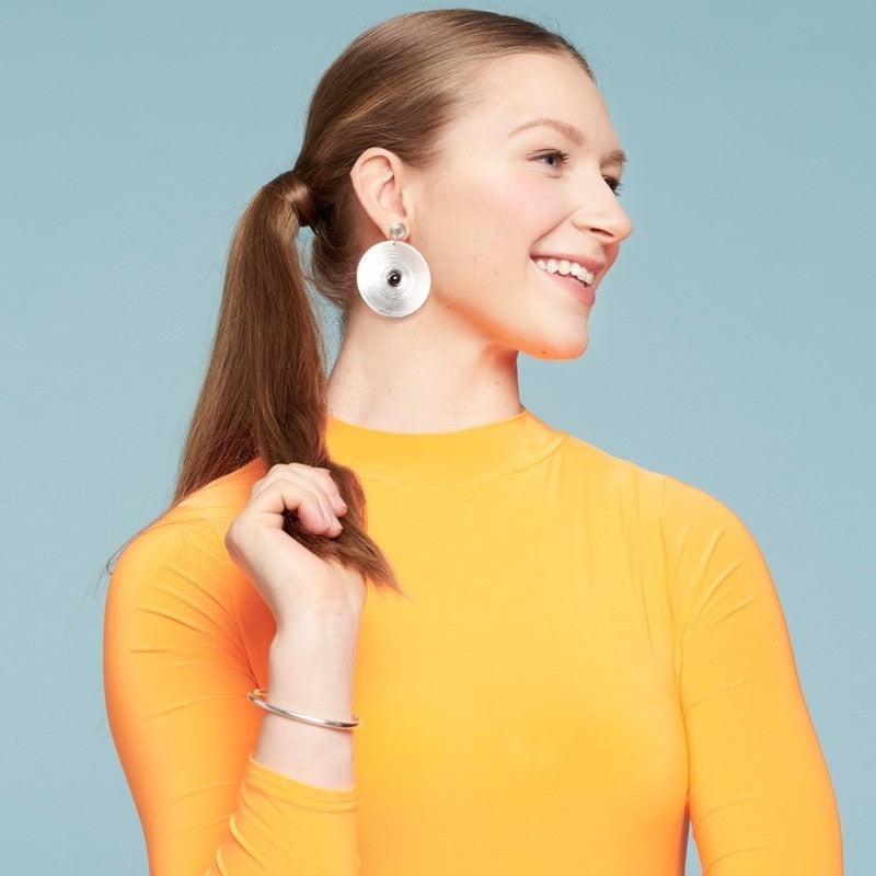 Kalevala Kosmos Earrings, Silver and Onyx, Kalevala Modern