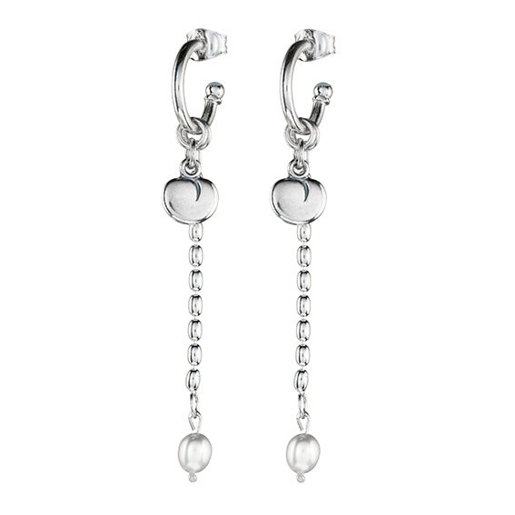Kalevala Twinflower earrings, silver, with white beads, Kalevala Modern