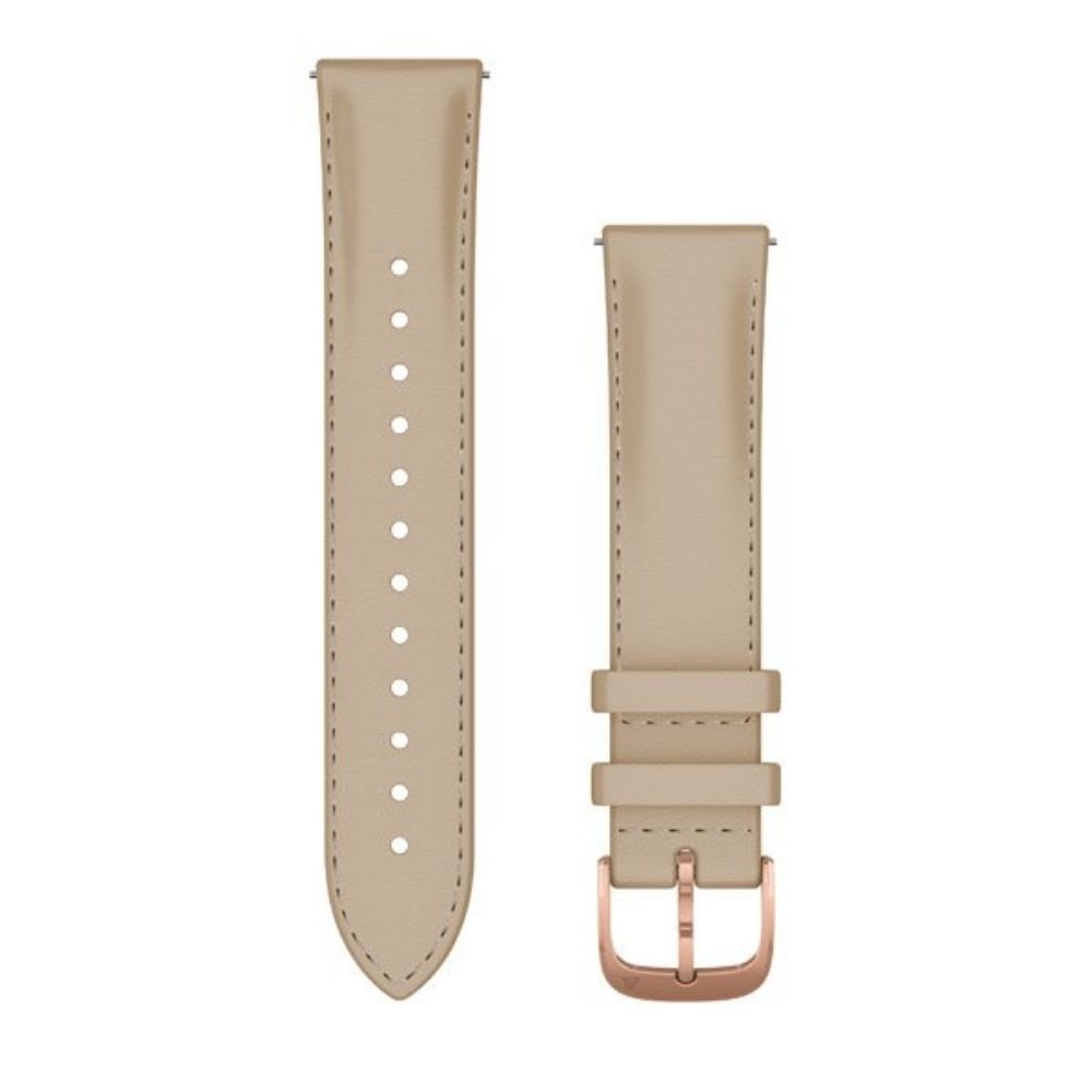 Garmin Quick Release Light Sand Italian Leather Strap with 18K Rose Gold PVD Hardware, 010-12924-21