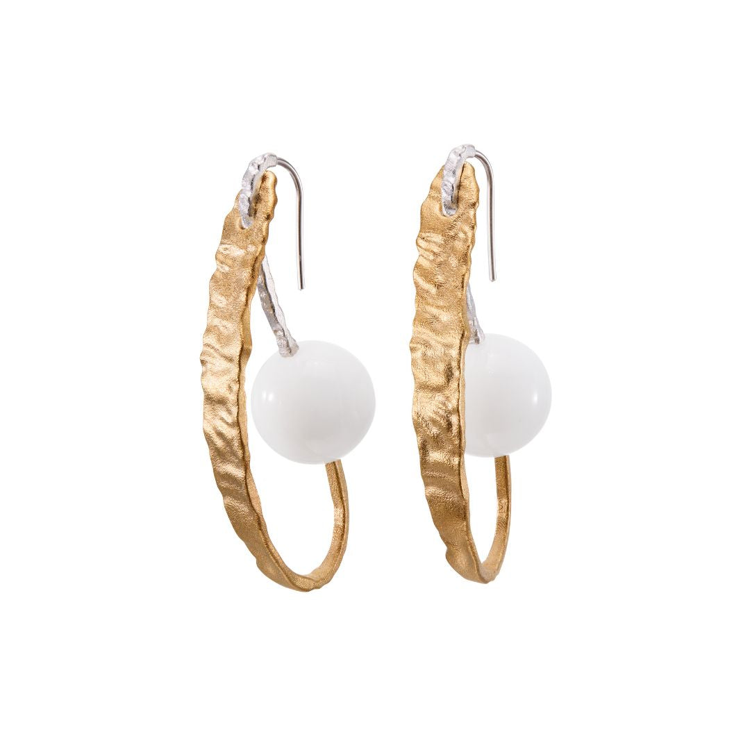Kalevala Itu Earrings, Silver, Gold Plating and Glass Pearl, Kalevala Modern, 261001403JK
