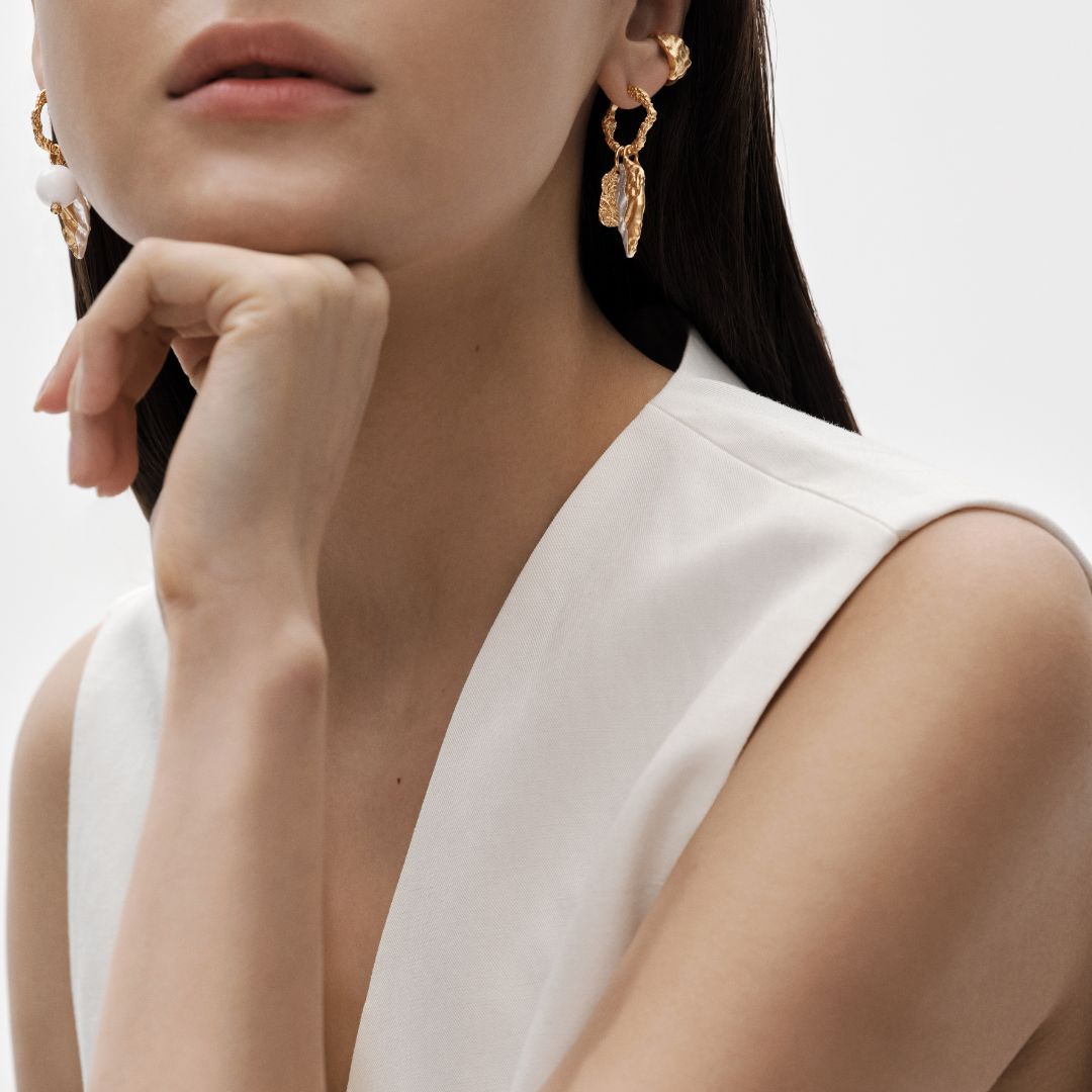 Kalevala Itu Hoop Earrings, Gold-Plated Silver, Kalevala Modern, 261001400T