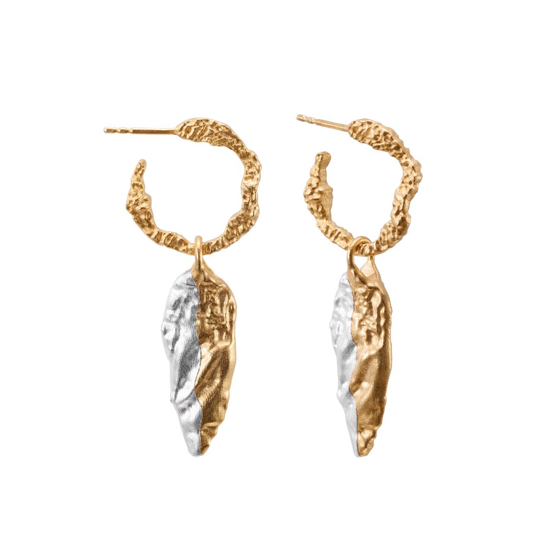 Kalevala Itu Hoop Earrings and Seed Charms, Silver and Gold Plating, Kalevala Modern, 261001401T