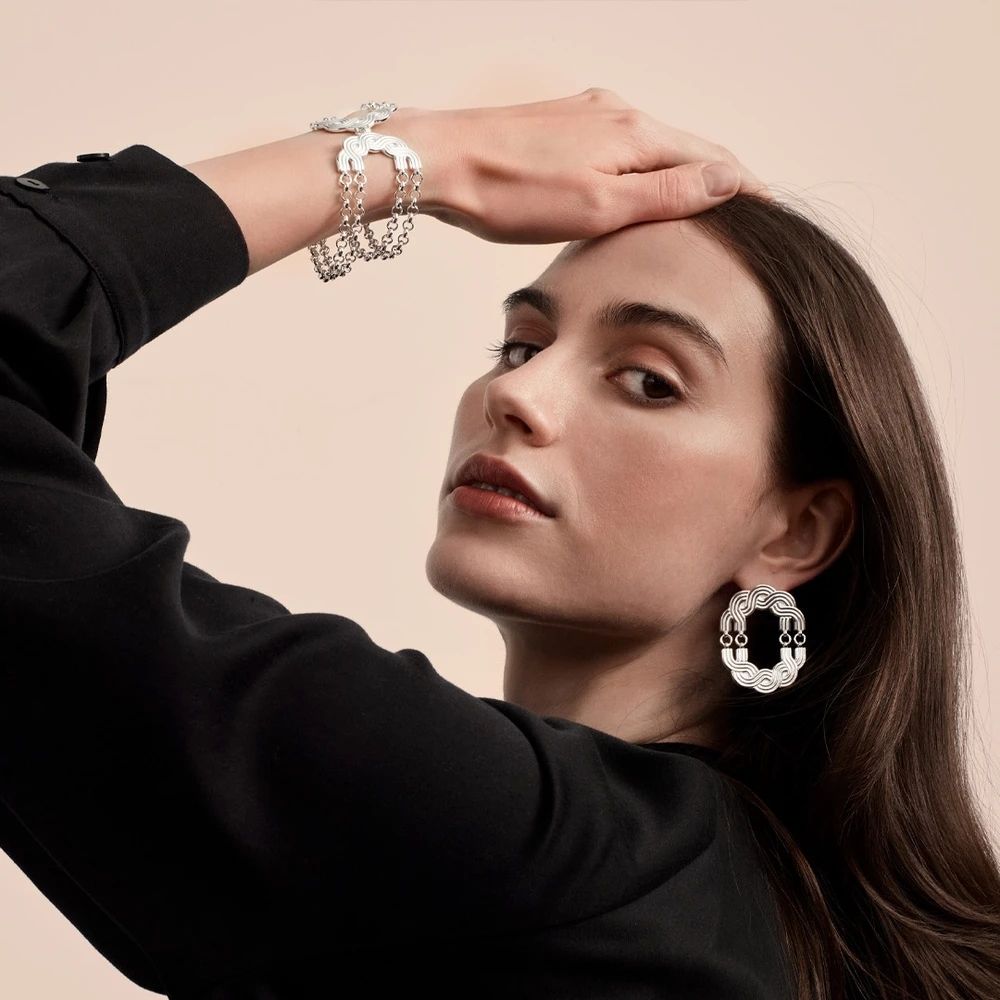 Kalevala Maiden of the North big earrings, silver, Kalevala Originals